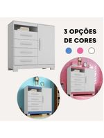 Cômoda Com Sapateira Infantil Tv Quarto 4 Gavetas 1 Porta Branco Branco