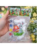 Coelhos Ovos Páscoa Para Colorir Com Tintas Pincel Kit 40pçs