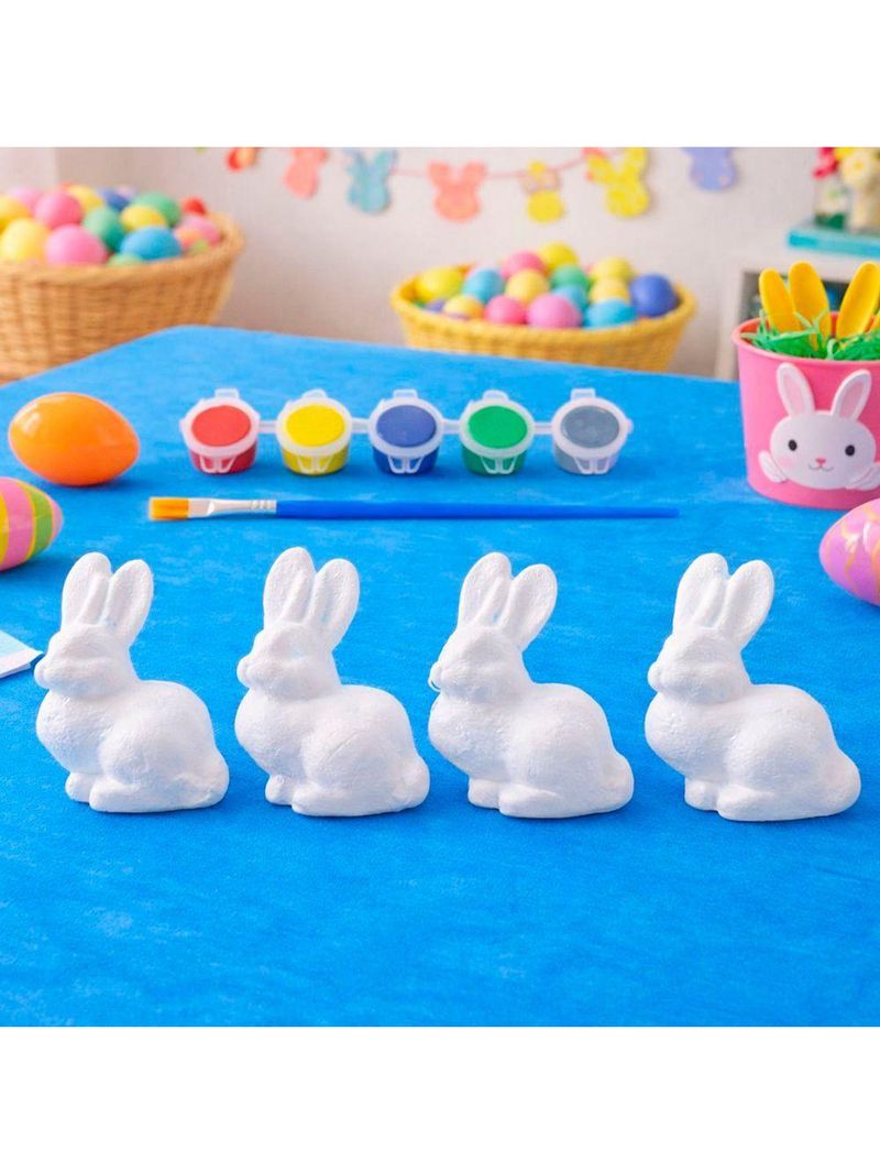 Coelho Páscoa Para Colorir Pintar Com Pincel Tinta Kit 80pçs