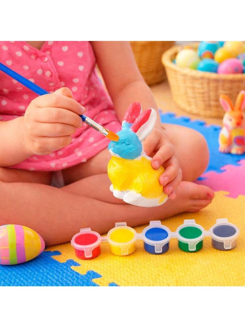Coelho Páscoa Para Colorir Pintar Com Pincel Tinta Kit 80pçs