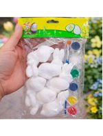 Coelho Páscoa Para Colorir Pintar Com Pincel Tinta Kit 80pçs