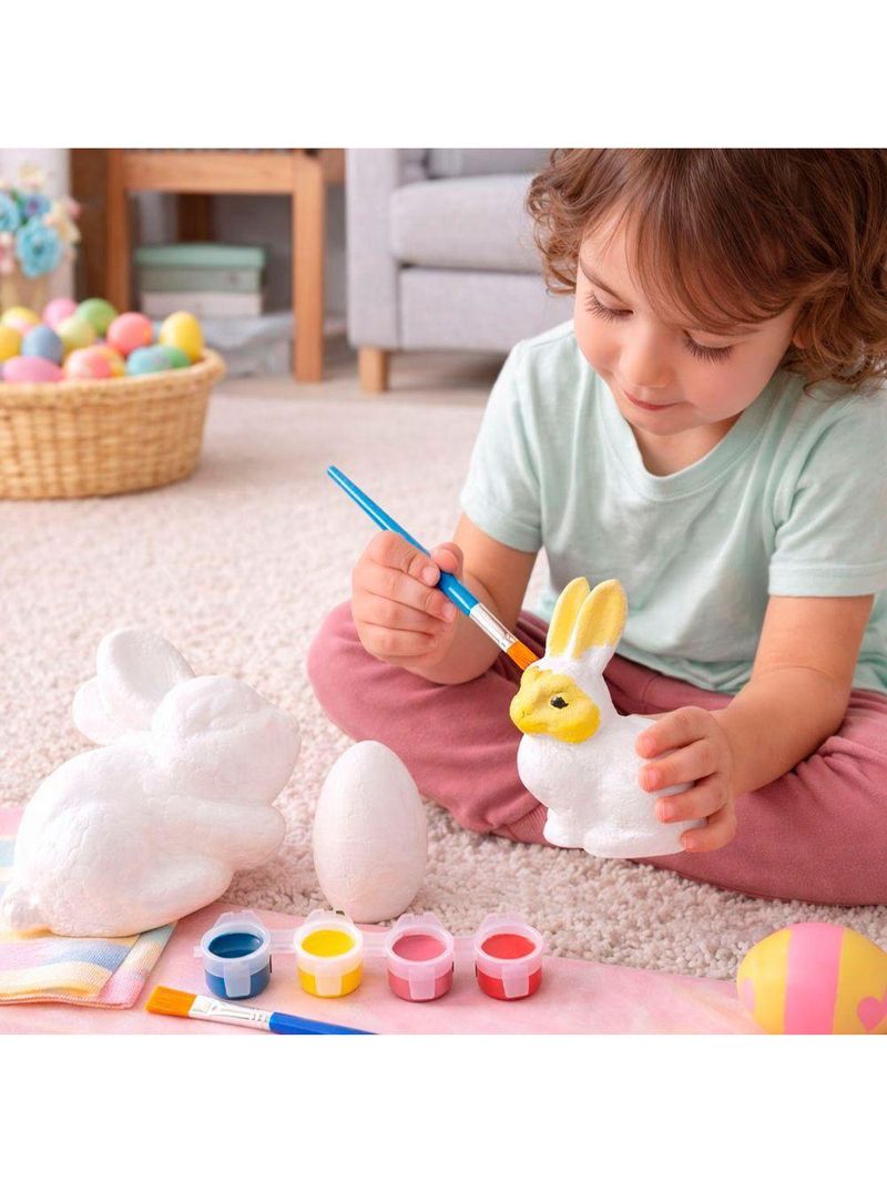 Coelhos Ovos Páscoa Para Colorir Com Tintas Pincel Kit 30pçs