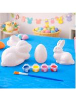 Coelhos Ovos Páscoa Para Colorir Com Tintas Pincel Kit 50pçs