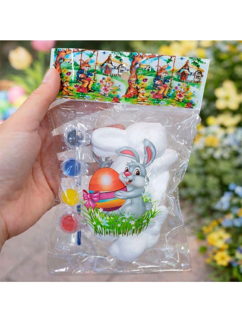 Coelhos Ovos Páscoa Para Colorir Com Tintas Pincel Kit 50pçs