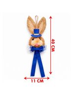 Casal Pendente Cabeça Coelho Decoração De Páscoa Palha 40cm
