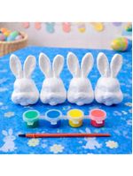 Cabeça Coelho Páscoa Para Pintar Colorir Com Pincel Kit 36pç
