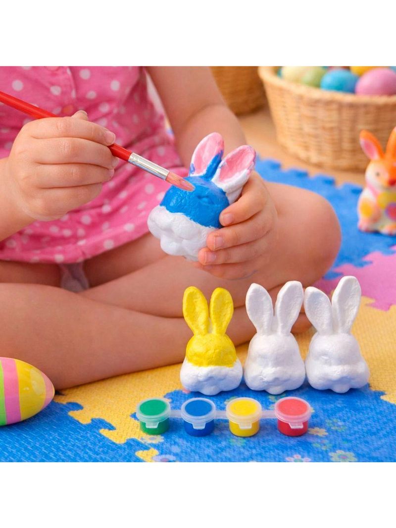 Cabeça Coelho Páscoa Para Colorir Pintar Com Pincel Kit 36pç