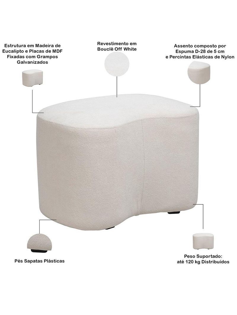 Puff Orgânico Decorativo Quarto Infantil Fada D02 Bouclê Off White C-200 - Lyam Decor