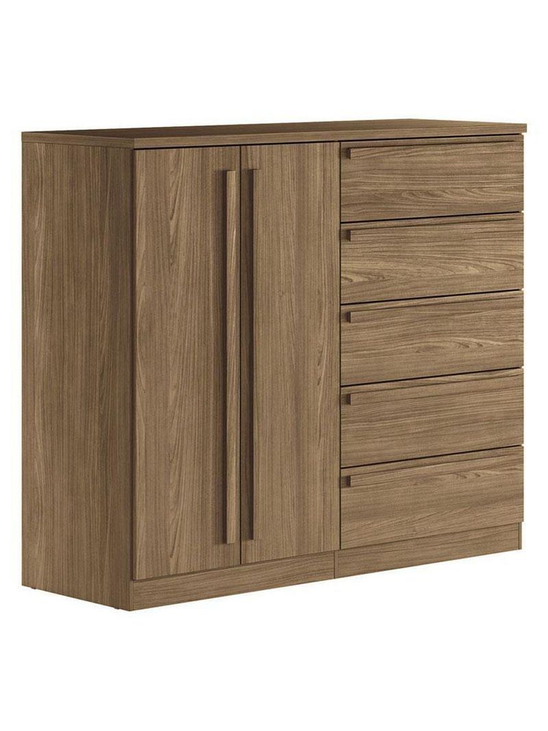 Comoda 2 Portas 5 Gavetas Malaga Gold Jatobá Acetinado - Santos Andirá