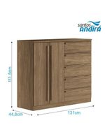 Comoda 2 Portas 5 Gavetas Malaga Gold Jatobá Acetinado - Santos Andirá