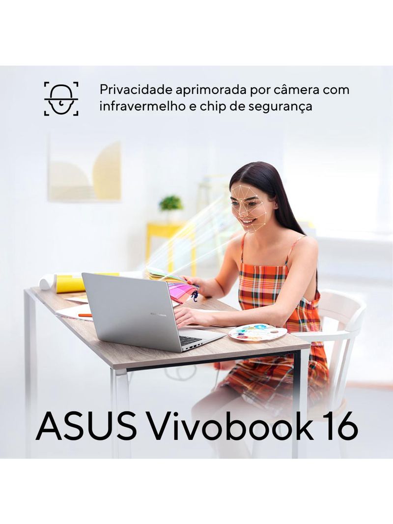 Notebook asus snapdragon x1 16gb ram 1tb ssd tela 16" windows 11 - vivobook 16 x1607qa
