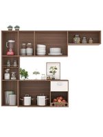 Cozinha compacta suspensa poliman mila com 7 portas, 1 prateleira e 1 gaveta - 180cm de largura