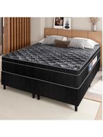 Cama box queen portobel + colchão queen portobel diplomata orthopedic com espuma d-45 65x158x198 cm - preto