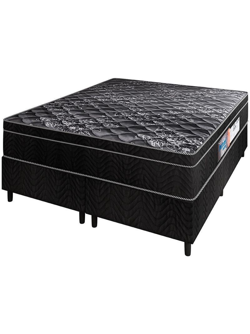 Cama box queen portobel + colchão queen portobel diplomata orthopedic com espuma d-45 65x158x198 cm - preto