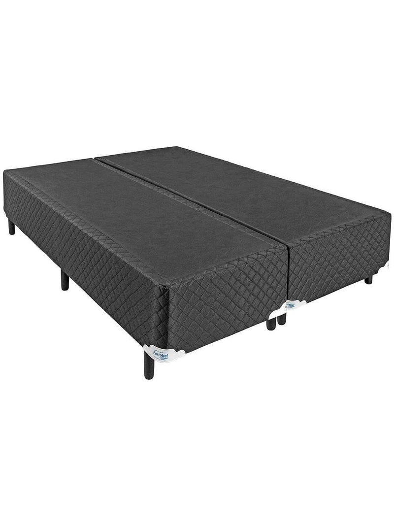 Cama box queen portobel + colchão queen portobel diplomata orthopedic com espuma d-45 65x158x198 cm - preto