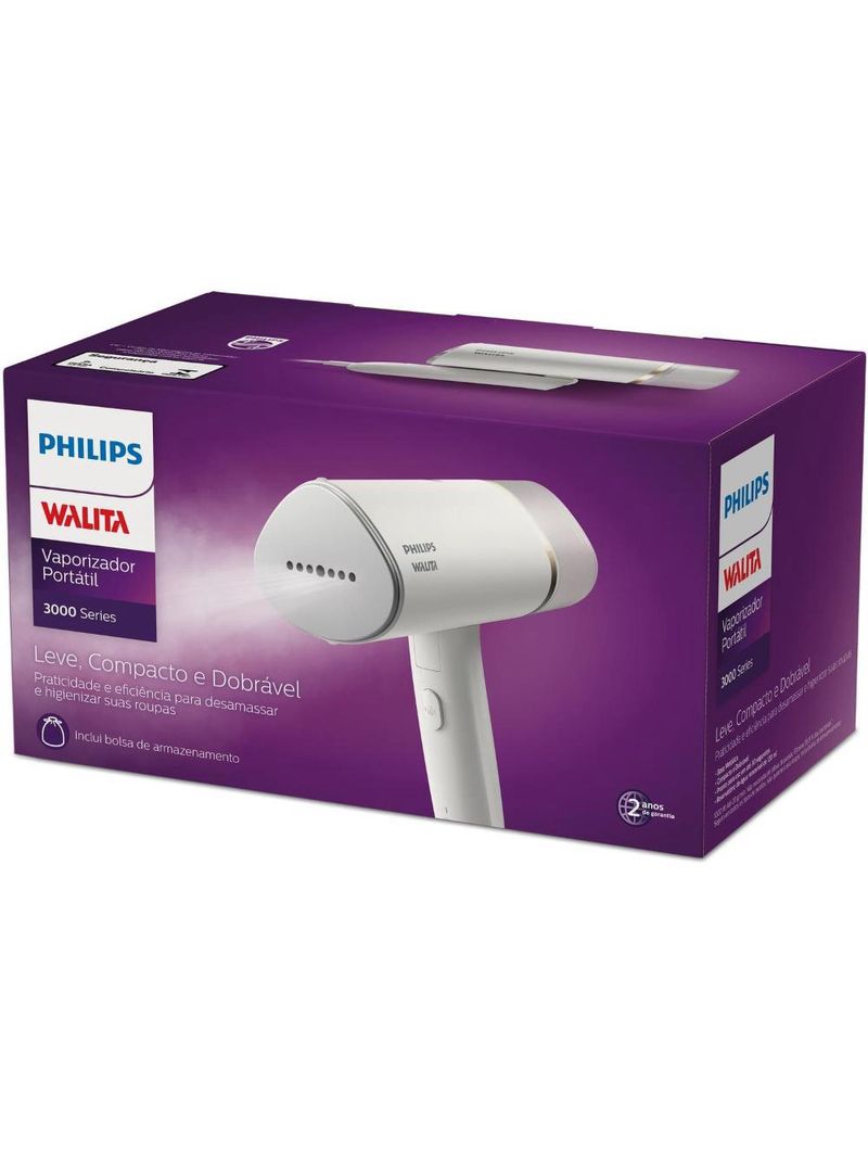 Vaporizador portátil philips walita série 3000 sth3020 1000w dobrável reservatório 120ml branco