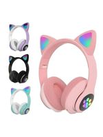 Fone De Ouvido Headset Orelha Gatinho Cat Bluetooth Led Rosa