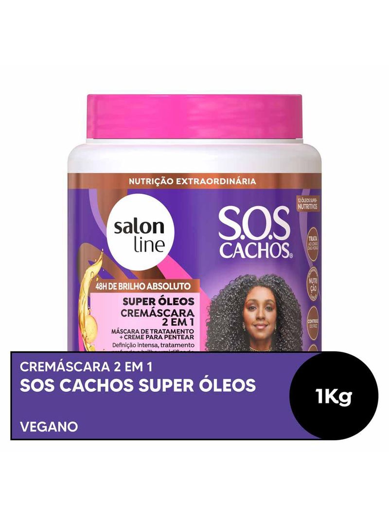 Cremáscara 2 em 1 salon line - sos cachos super Óleos nutritivos