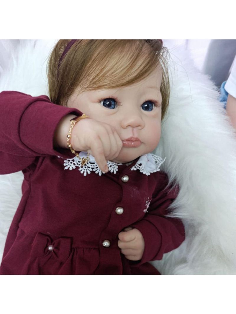 Bebe Reborn Menina, Corpo De Pano Macio, Realista, Cabelo Implantado Fio A Fio