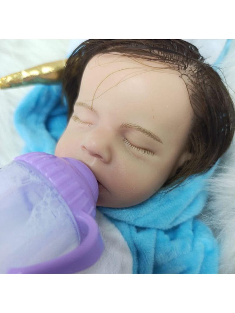 Bebe Reborn Menina Silicone Sólido Molinho Cabelo Implantado Fio A Fio Realista