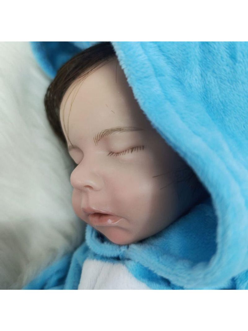 Bebe Reborn Menina Silicone Sólido Molinho Cabelo Implantado Fio A Fio Realista