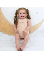 Bebe Reborn Menina Sorridente Corpo De Pano Macio Cabelo Implantado Fio A Fio