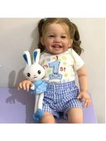 Bebe Reborn Menina Sorridente Corpo De Pano Macio Cabelo Implantado Fio A Fio