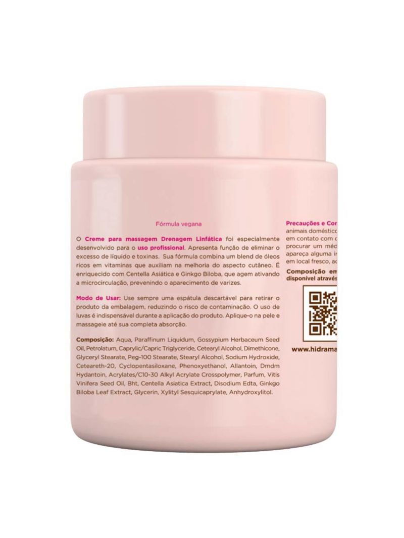 Creme para drenagem linfática hidramais profissional