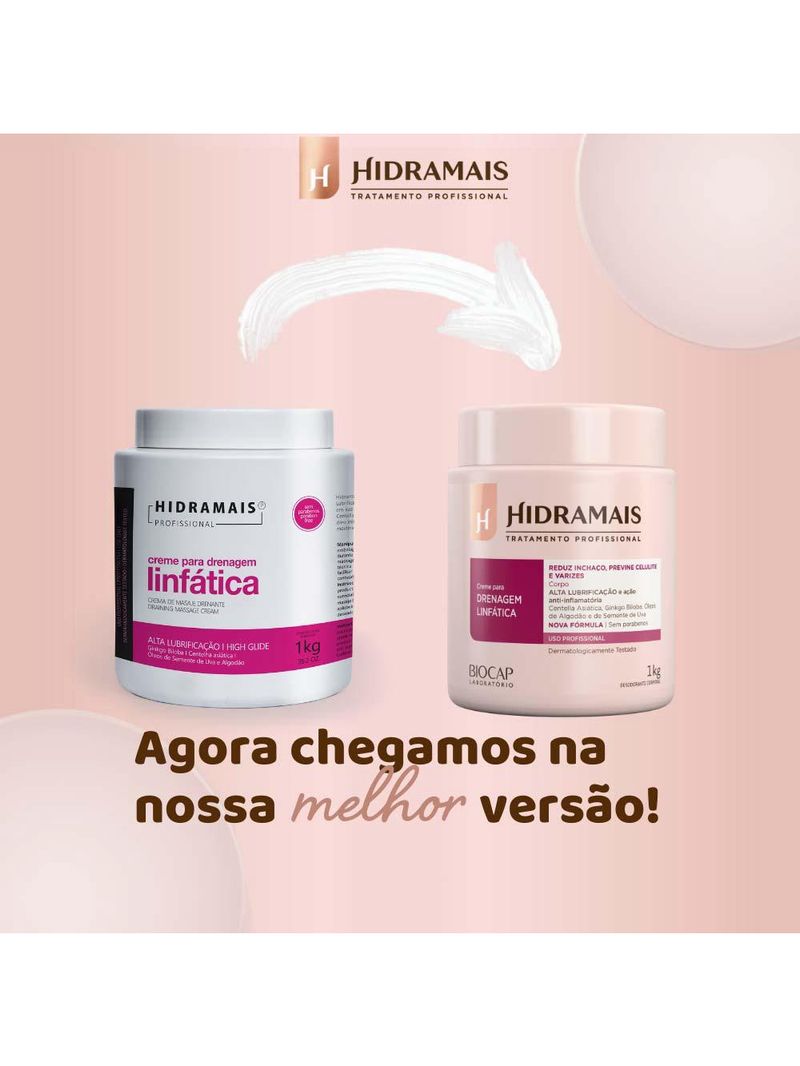 Creme para drenagem linfática hidramais profissional