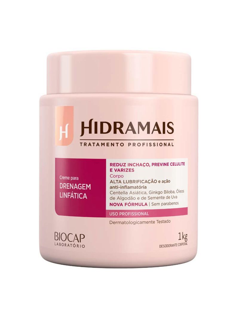Creme para drenagem linfática hidramais profissional