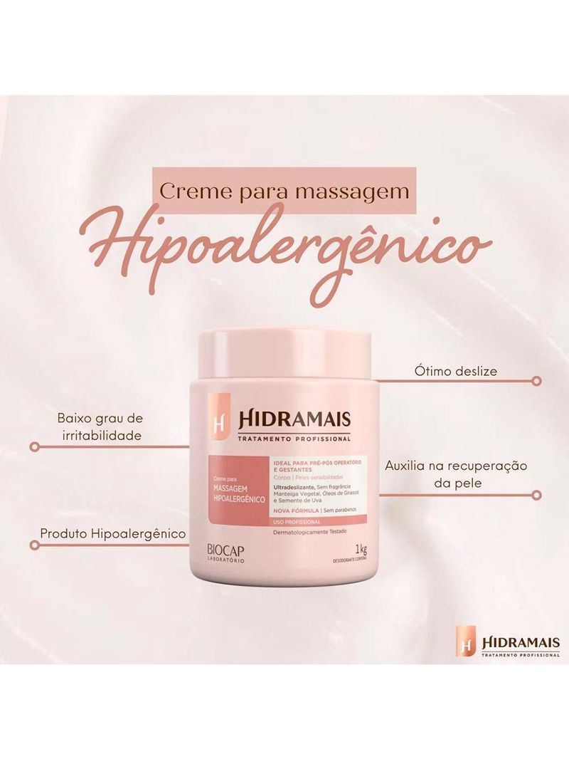 Creme para massagem hipoalergênico hidramais