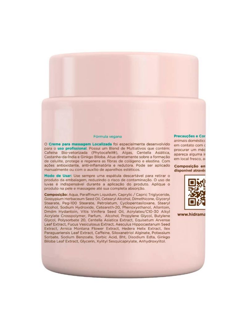 Creme para massagem localizada hidramais profissional