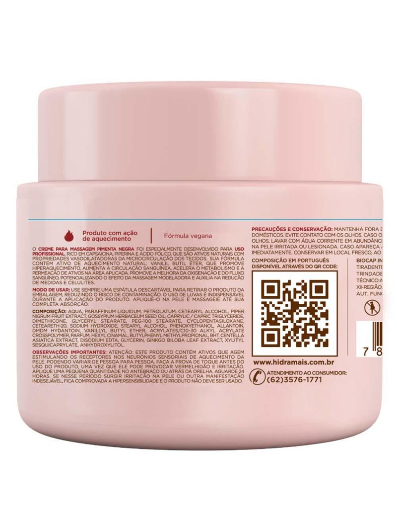 Creme termoativado hidramais - pimenta negra