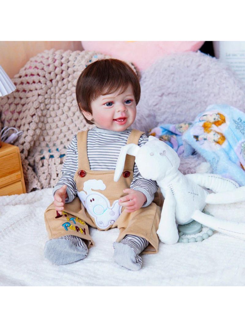 Bebe Reborn Menino Todo De Silicone De Vinil Realista Cabelo Implantado Fio A Fio