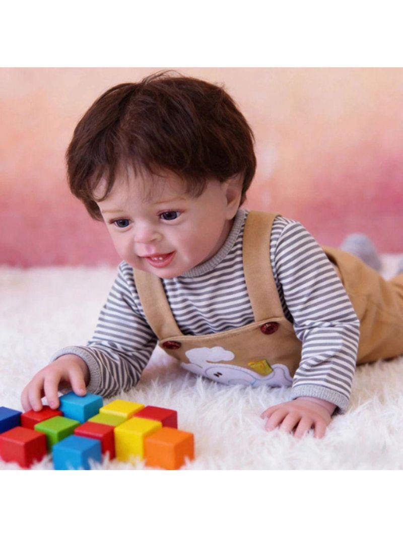 Bebe Reborn Menino Todo De Silicone De Vinil Realista Cabelo Implantado Fio A Fio