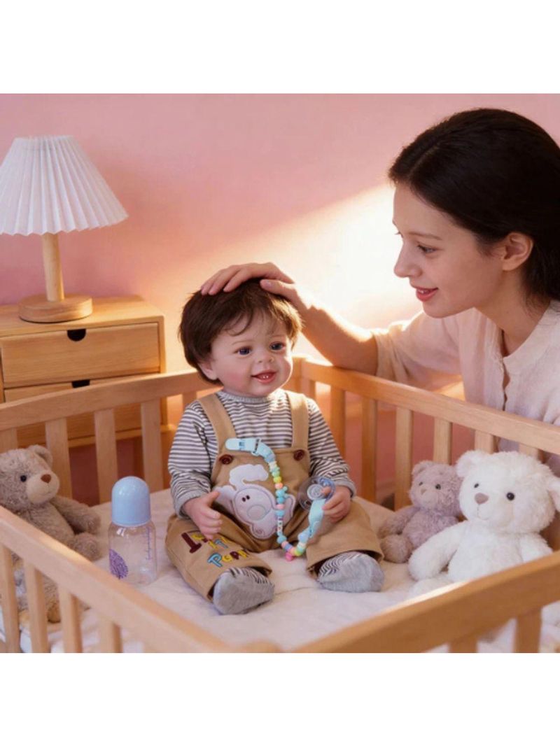 Bebe Reborn Menino Todo De Silicone De Vinil Realista Cabelo Implantado Fio A Fio