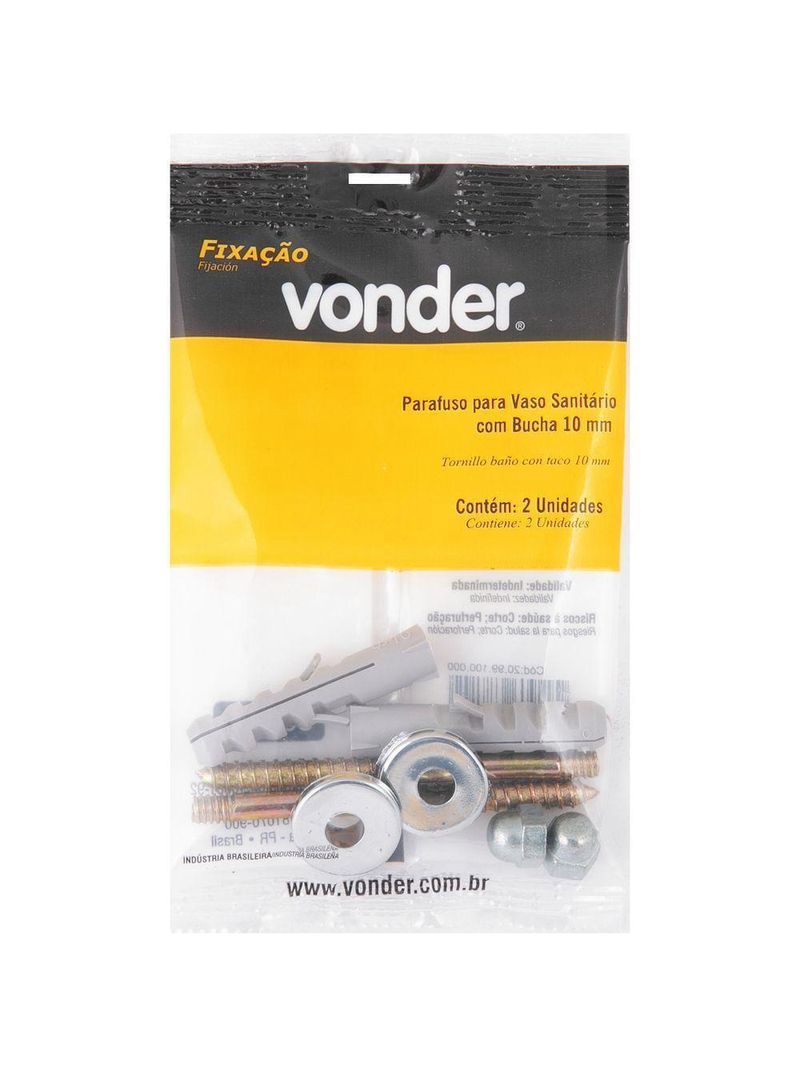 Conjunto Fixação P/ Sanitário 10mm Latonado C/ 2 Pçs Vonder
