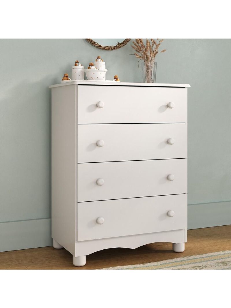 Cômoda Infantil 65cm Com 4 Gavetas Dengo Multimóveis Mp4409 Branco Branco