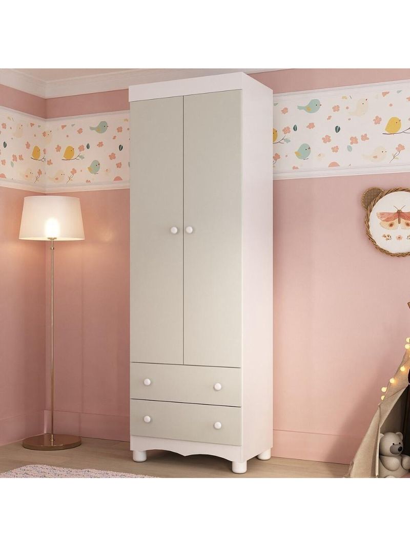 Guardaroupa Infantil 62cm 2 Portas E 2 Gavetas Dengo Multimóveis Mp4436 Brancooff White