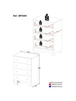 Cômoda Infantil 65cm Com 4 Gavetas Dengo Multimóveis Mp4409 Madeirado/off White Madeirado/off White