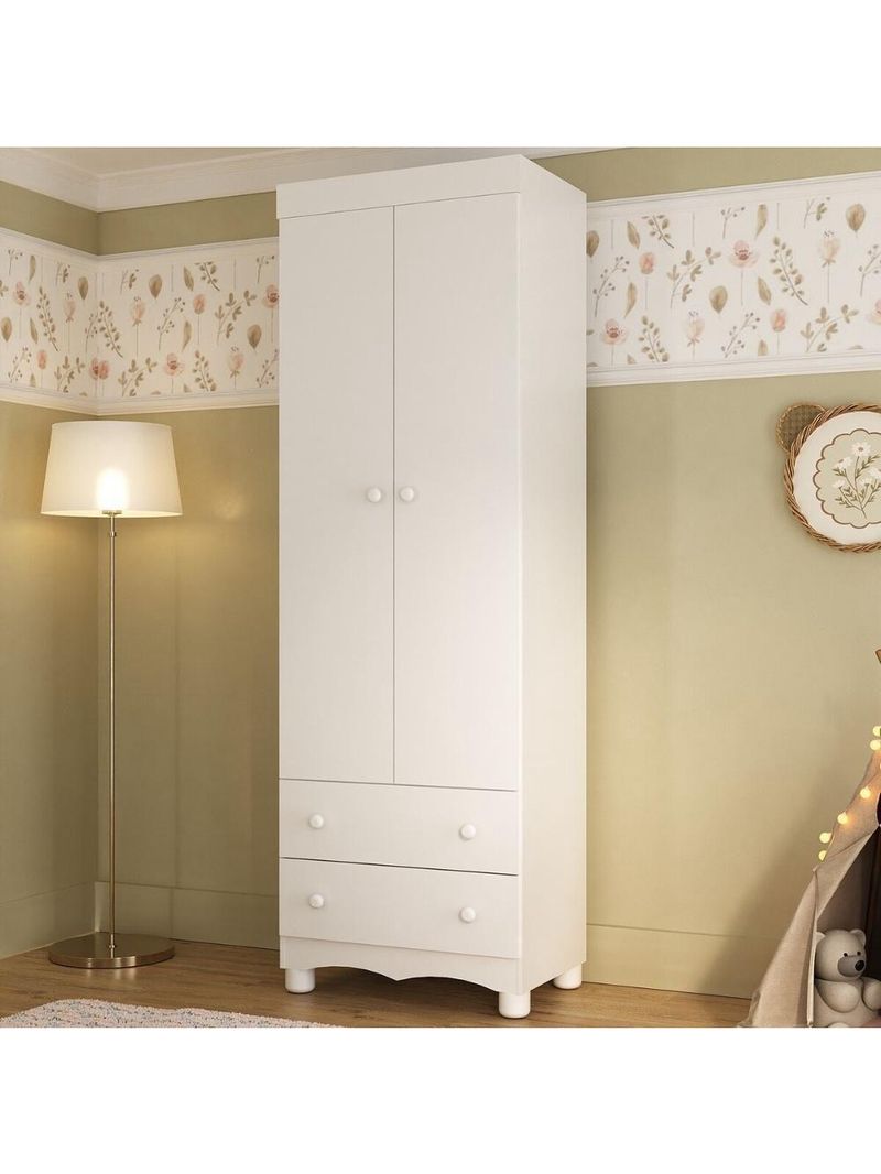 Guarda-roupa Infantil 62cm 2 Portas E 2 Gavetas Dengo Multimóveis Mp4436 Branco Branco