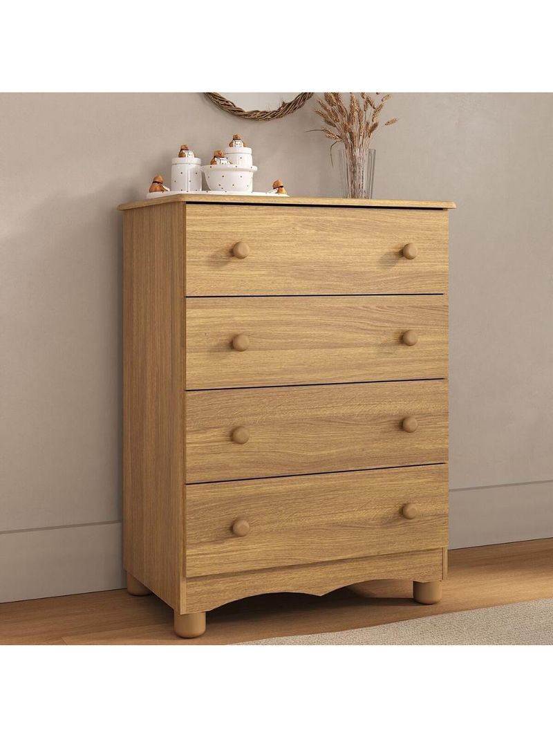 Cômoda Infantil 65cm Com 4 Gavetas Dengo Multimóveis Mp4409 Madeirado Madeirado