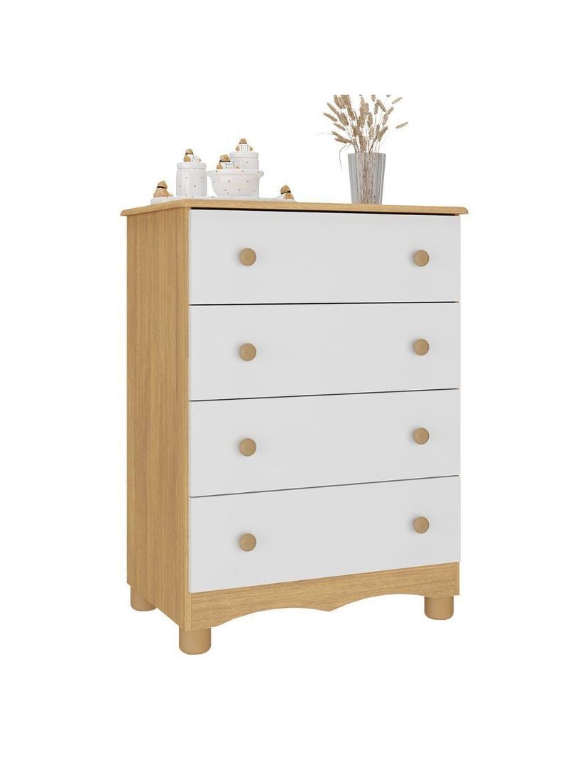 Cômoda Infantil 65cm Com 4 Gavetas Dengo Multimóveis Mp4409 Madeirado/branco Madeirado/branco