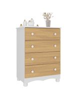 Cômoda Infantil 65cm Com 4 Gavetas Dengo Multimóveis Mp4409 Branco/madeirado Branco/madeirado