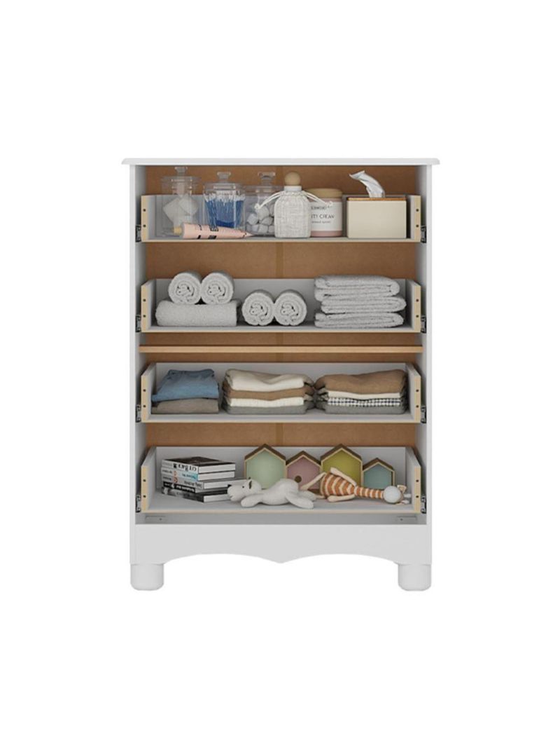 Cômoda Infantil 65cm Com 4 Gavetas Dengo Multimóveis Mp4409 Branco/madeirado Branco/madeirado