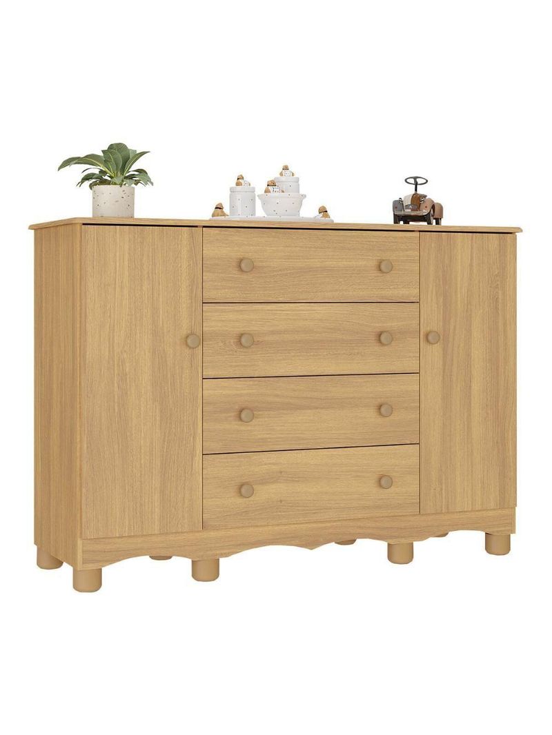 Cômoda Infantil 125cm 2 Portas E 4 Gavetas Dengo Multimóveis Mp4440 Madeirado Madeirado
