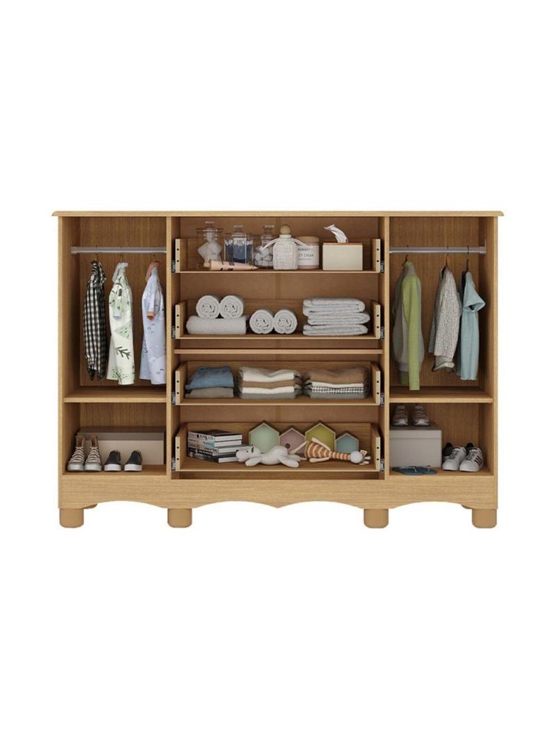 Cômoda Infantil 125cm 2 Portas E 4 Gavetas Dengo Multimóveis Mp4440 Madeirado Madeirado