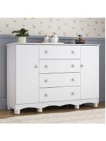 Cômoda Infantil 125cm 2 Portas E 4 Gavetas Dengo Multimóveis Mp4440 Branco Branco