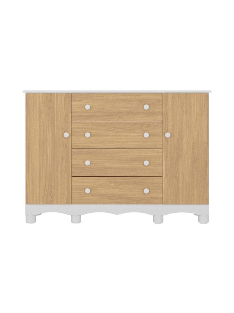Cômoda Infantil 125cm 2 Portas E 4 Gavetas Dengo Multimóveis Mp4440 Brancomadeirado Brancomadeirado