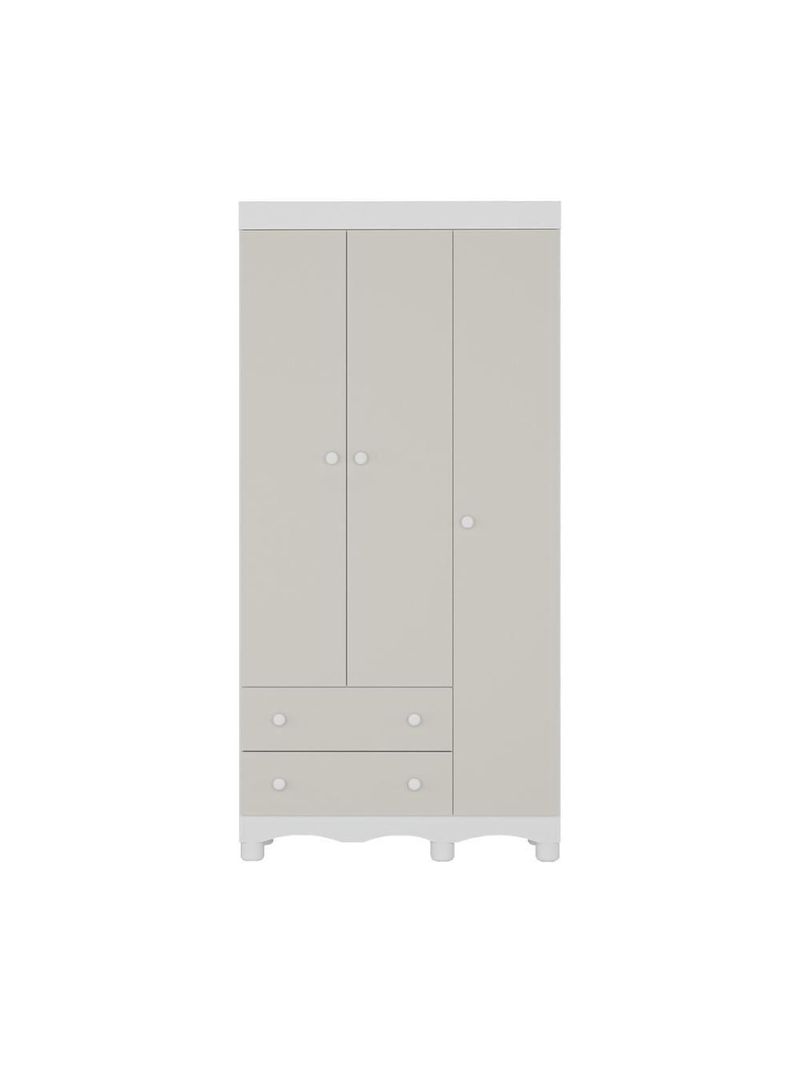 Guardaroupa Infantil 92cm 3 Portas E 2 Gavetas Dengo Multimóveis  Brancooff White